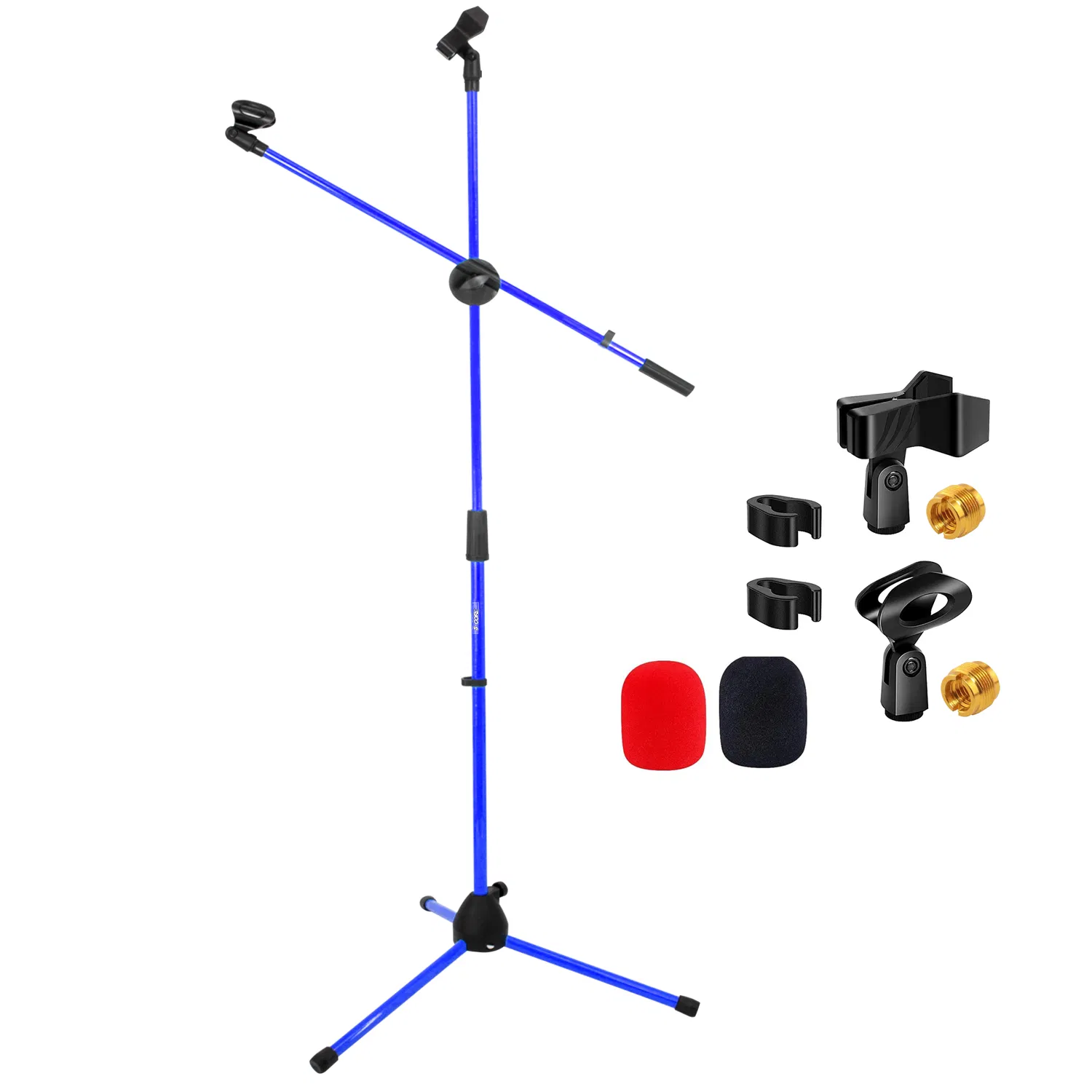 5 Core Mic Stand Floor Height Adjustable Tripod Microphone Stands w Extending Telescoping Boom Arm - MS DBL G