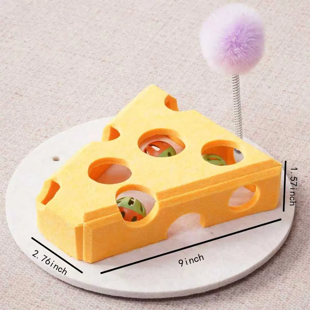 Eco-Friendly Cat Scratcher Toy with Interactive Balls KittenLounge Furniture Protector Multipurpose Cats Play Board forPlaying Clawing Square Design Green & Yellow Felt SisalMaterial Compact Size 30cm