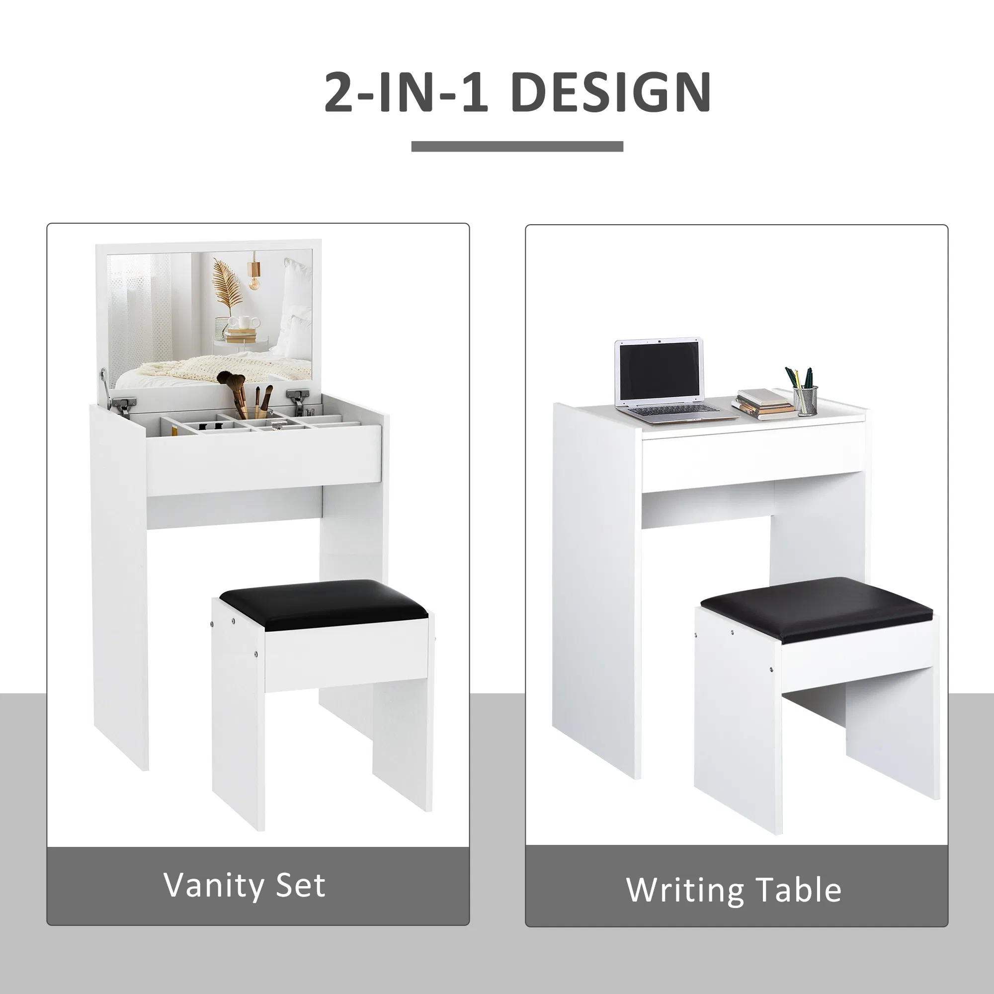 Vanity Set with Flip Top Mirror, picture 3 of 5