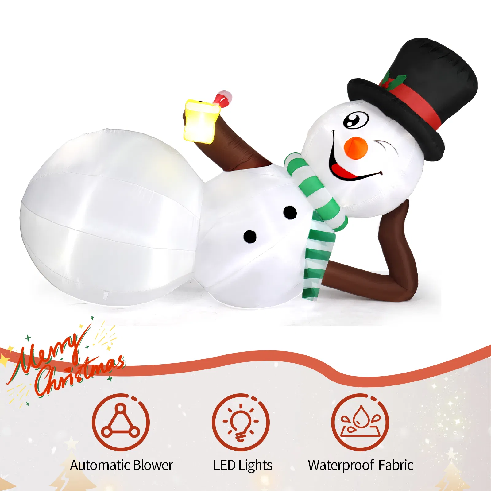 9.8 FT Lighted Christmas Inflatable Decoration, Large Inflatable Lying Snowman, Funny Blow Up Yard… image 10