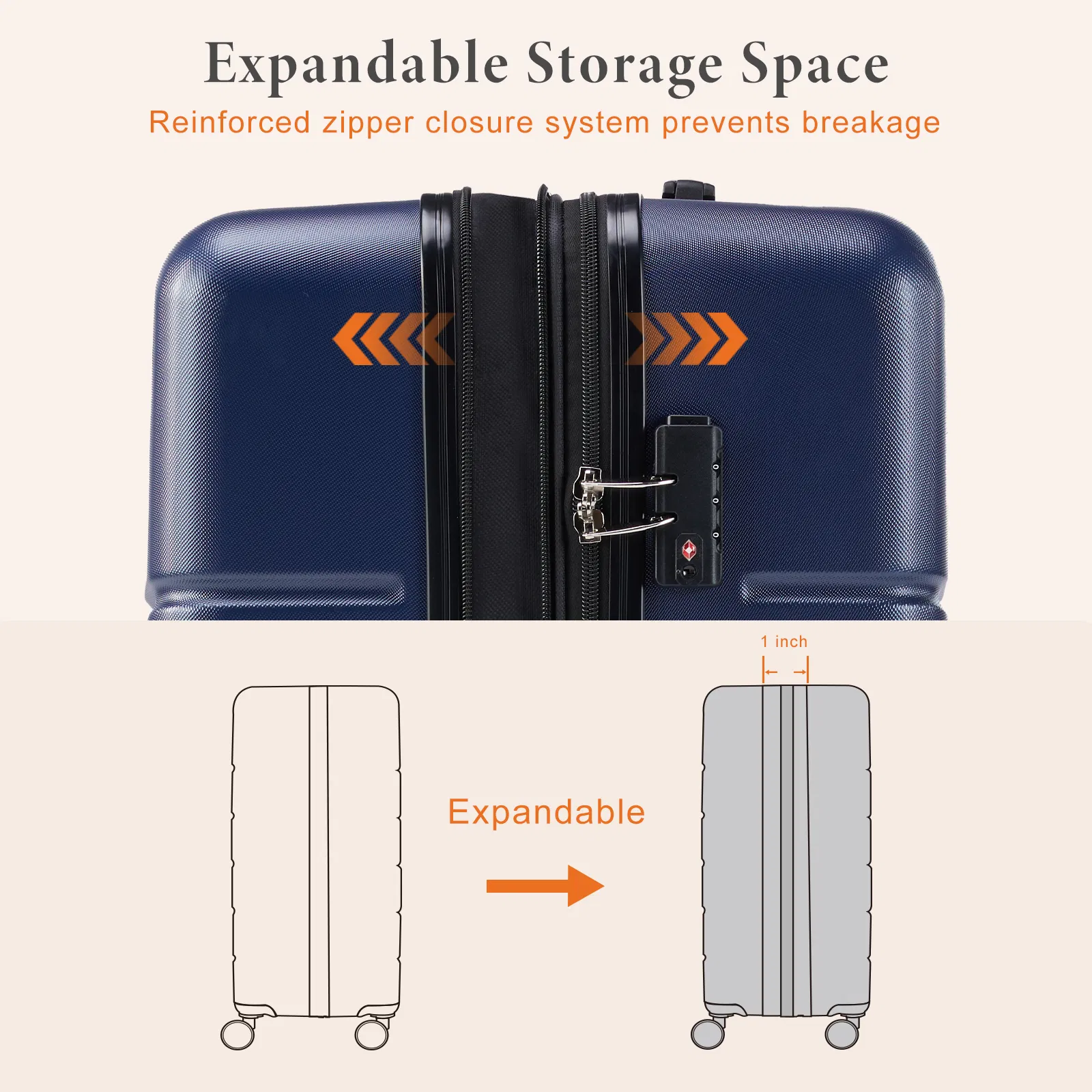 Carry-On Luggage, Hard Shell ABS Suitcase with Double Spinner Wheels, Lightweight Expandable Rolling Luggage with TSA Lock image 5