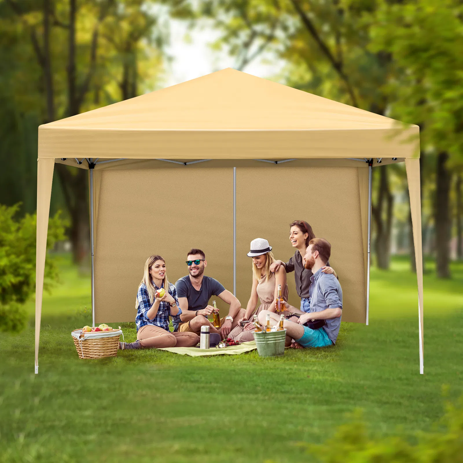 3 x 3m Two Doors & Two Windows Practical Waterproof Right-Angle Folding Tent Khaki image 17