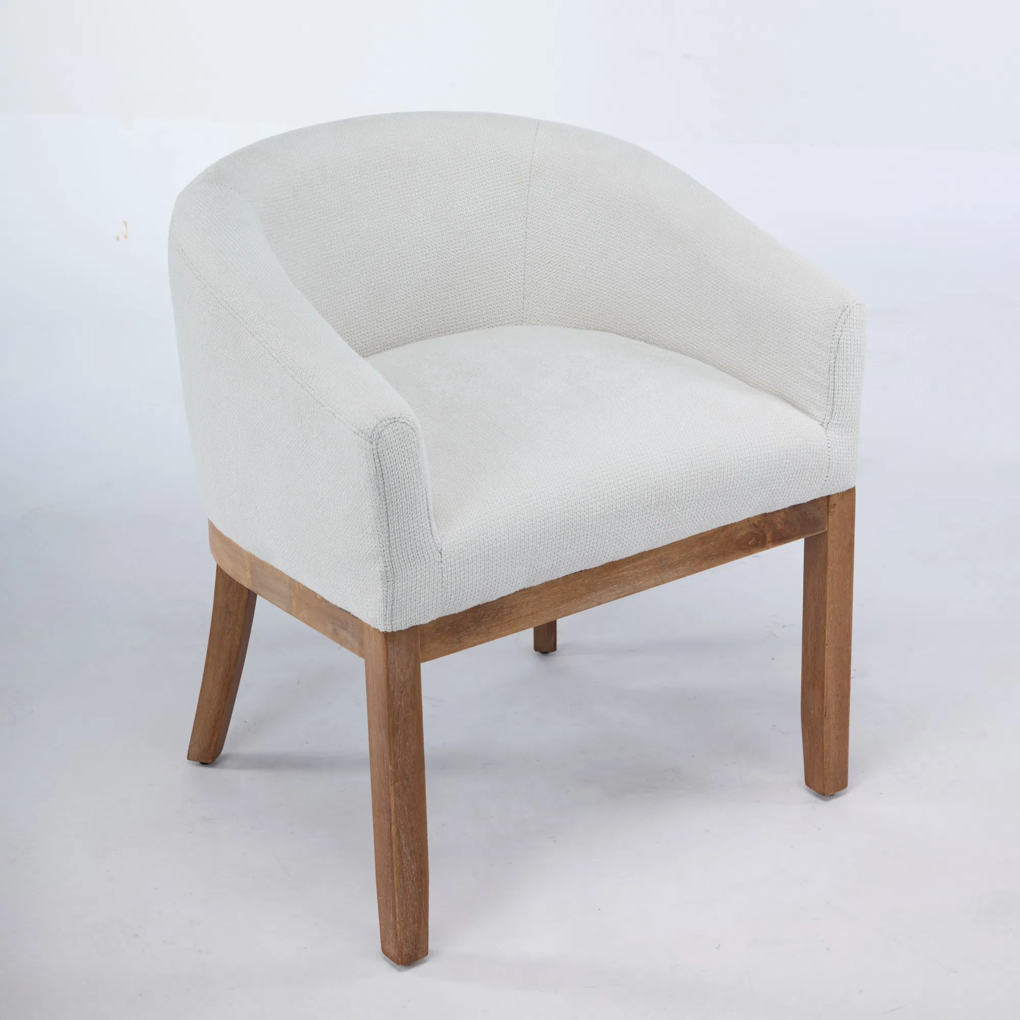 Mid Century Modern Upholstered Barrel Dining Chairs with Arms,Farmhouse Linen Kitchen & Dining Room… image 3