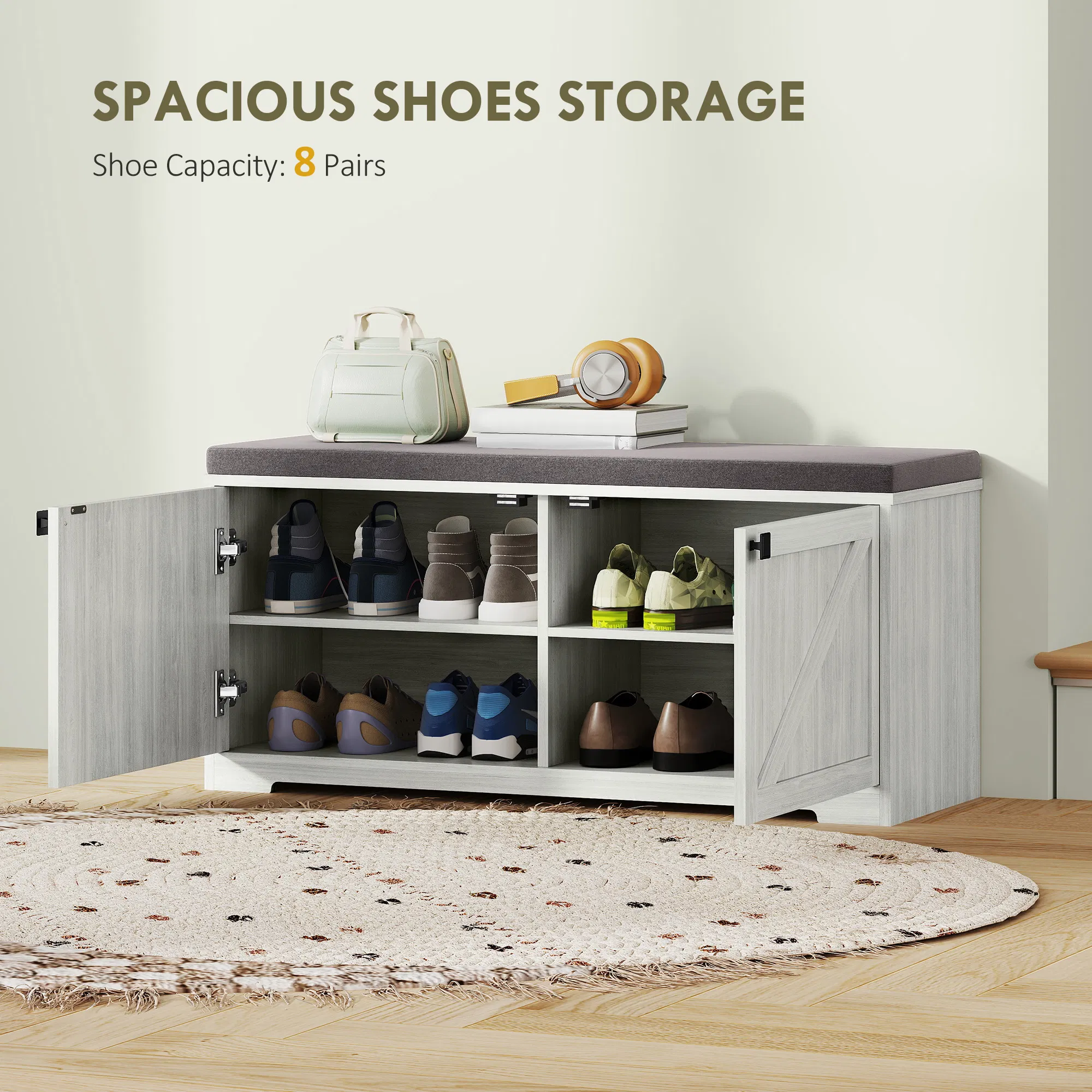 Shoe Storage Bench with Padded Seat, picture 4 of 5