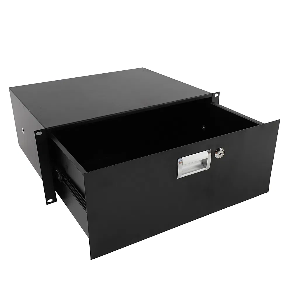 19" 4U Steel Plate DJ Drawer Equipment Cabinet with Keys Black image 12