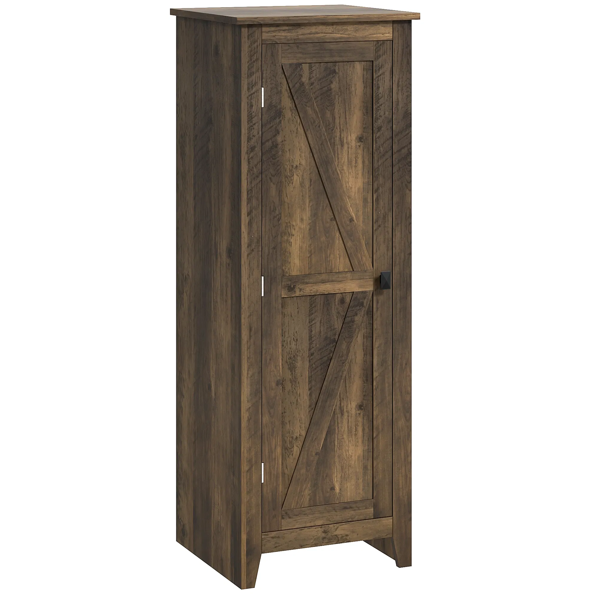 48" Farmhouse Kitchen Pantry Storage Cabinet with Barn Door, Kitchen Pantry Cabinet with Adjustable Shelves, Brown