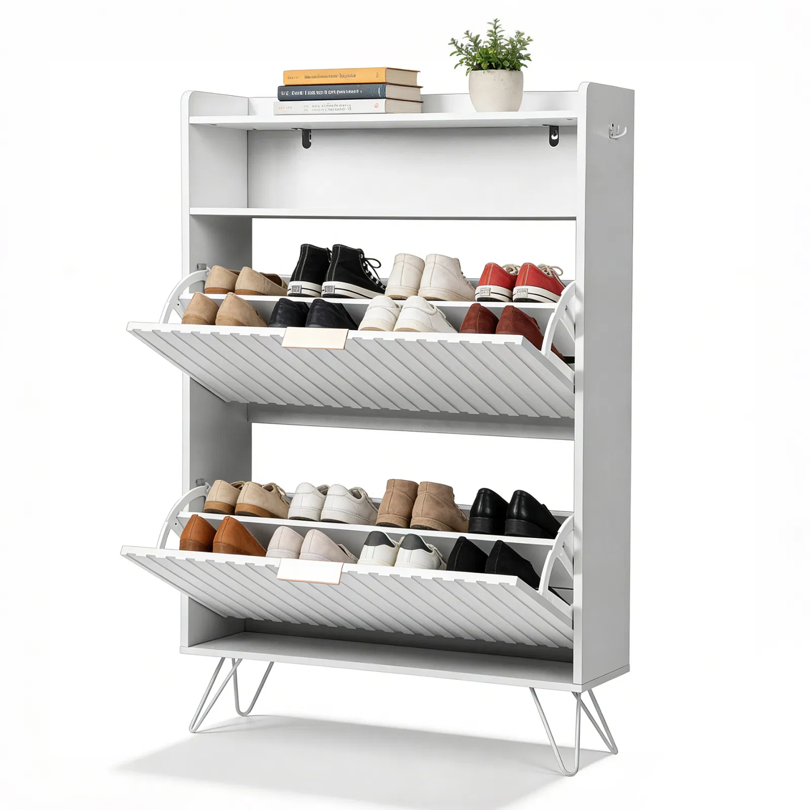Shoe Cabinet with Slatted Front