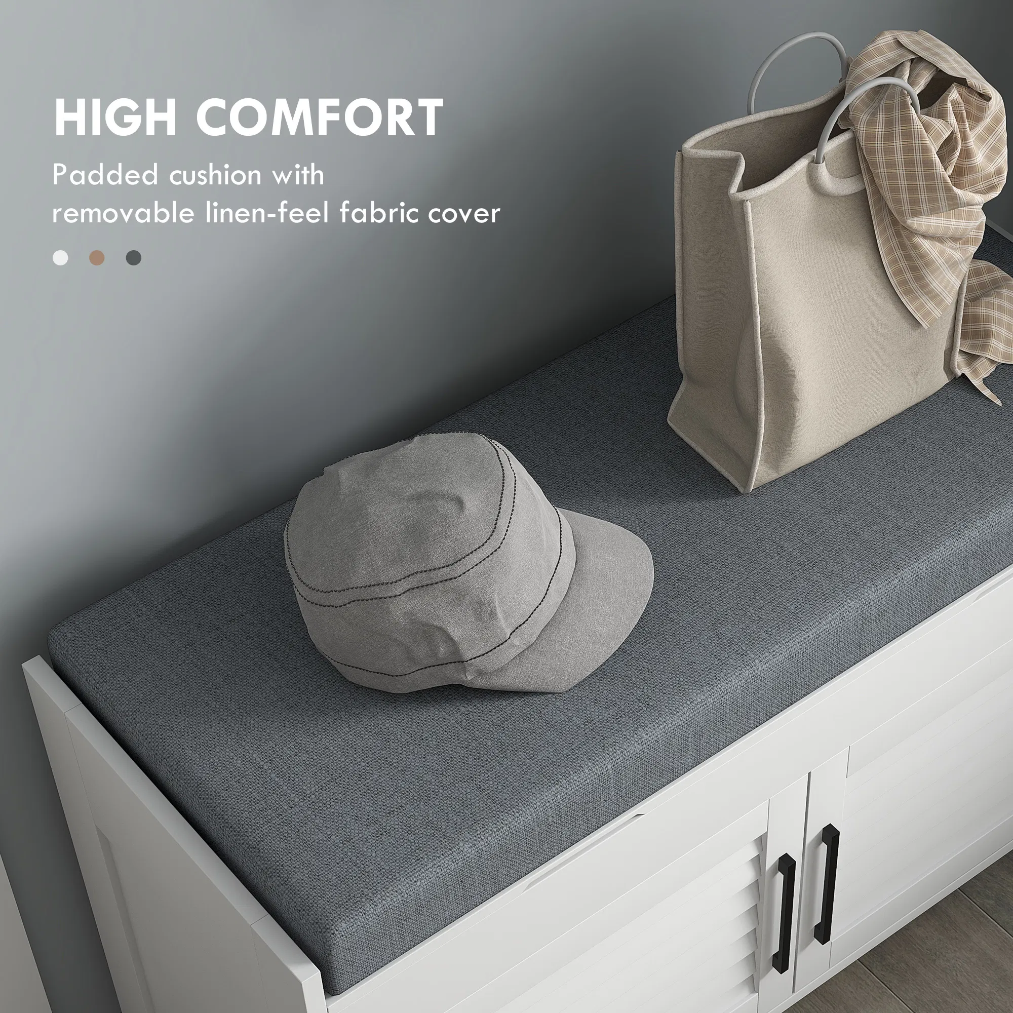 Shoe Storage Bench with Cushion, picture 2 of 5