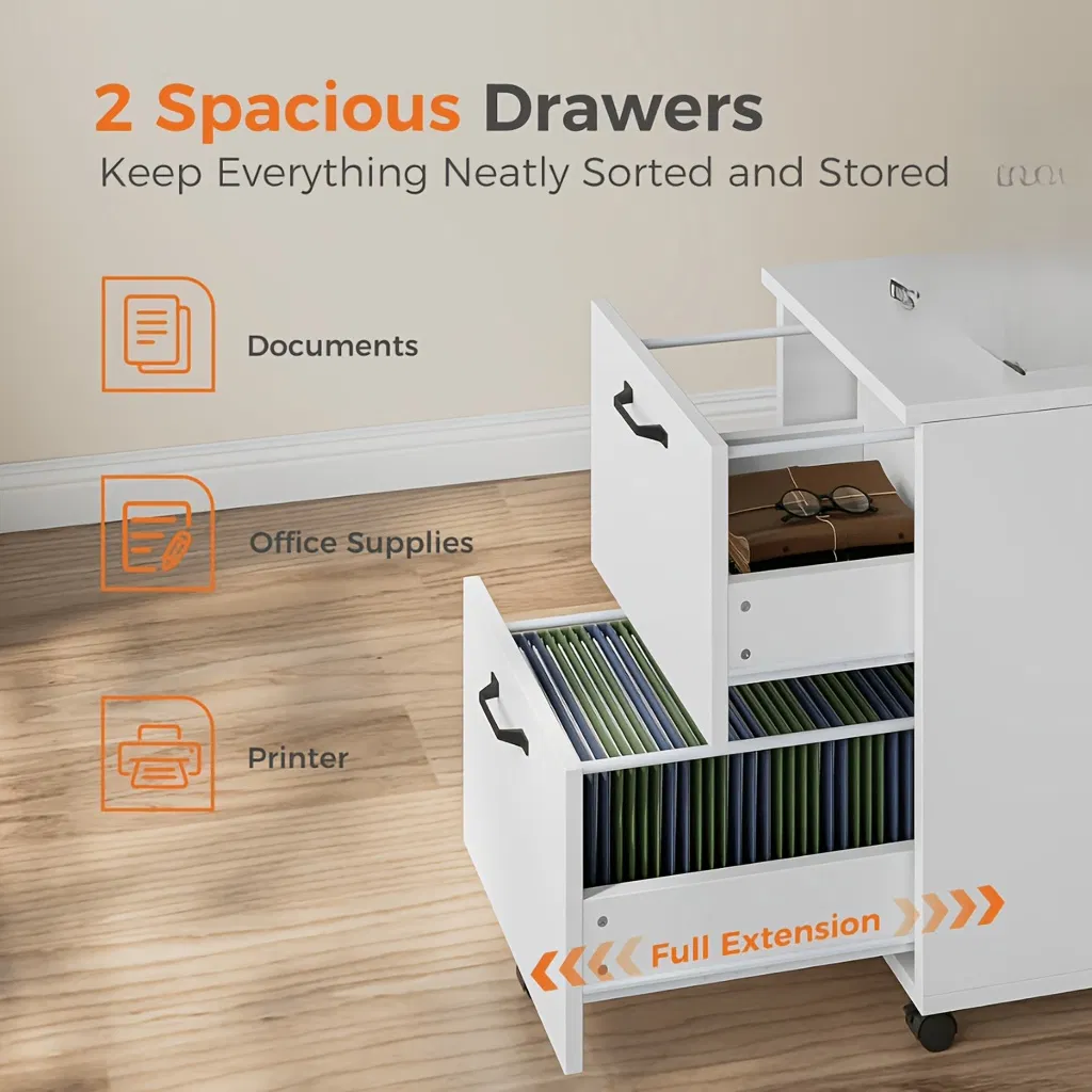 Rolling Wood Filing Cabinet, picture 2 of 6
