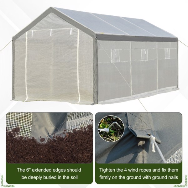 20'x10'x 9'带卷帘门的步入式温室-白色-AS-12