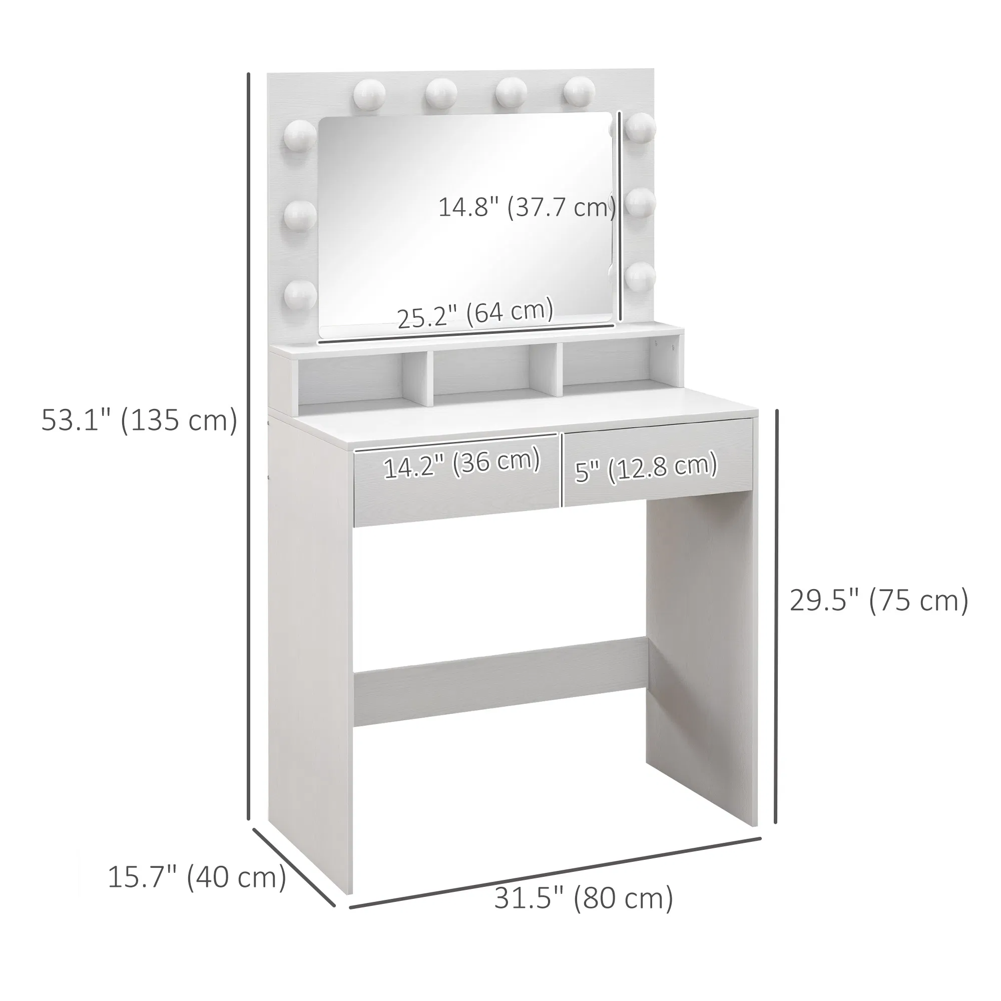Vanity Table with LED Mirror, picture 4 of 5