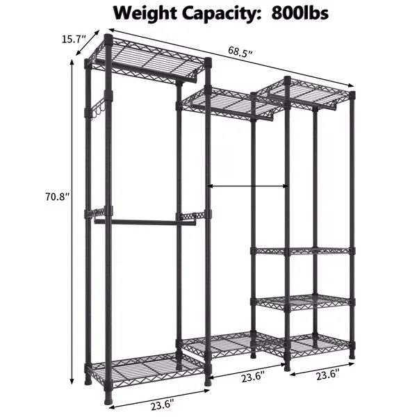 Metal Garment Rack with Shelves, picture 4 of 5