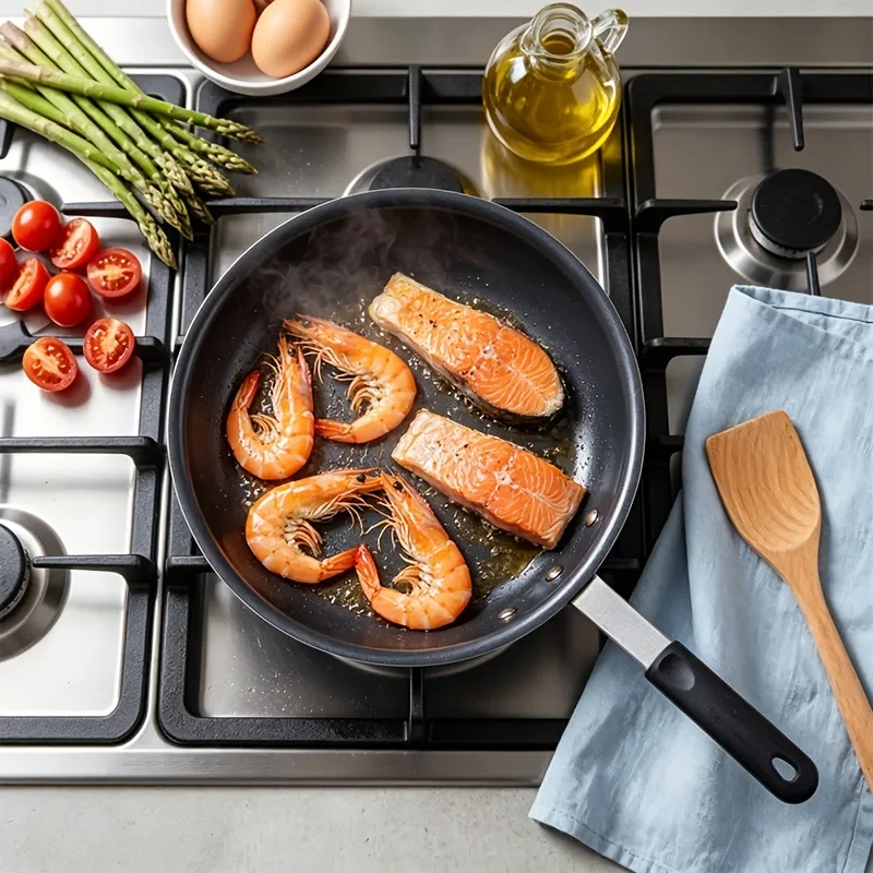 Ceramic Nonstick Egg Pan, Aluminum Frying Pan with Stainless Steel Base, Oven Safe, Dishwasher Safe Skillet image 4