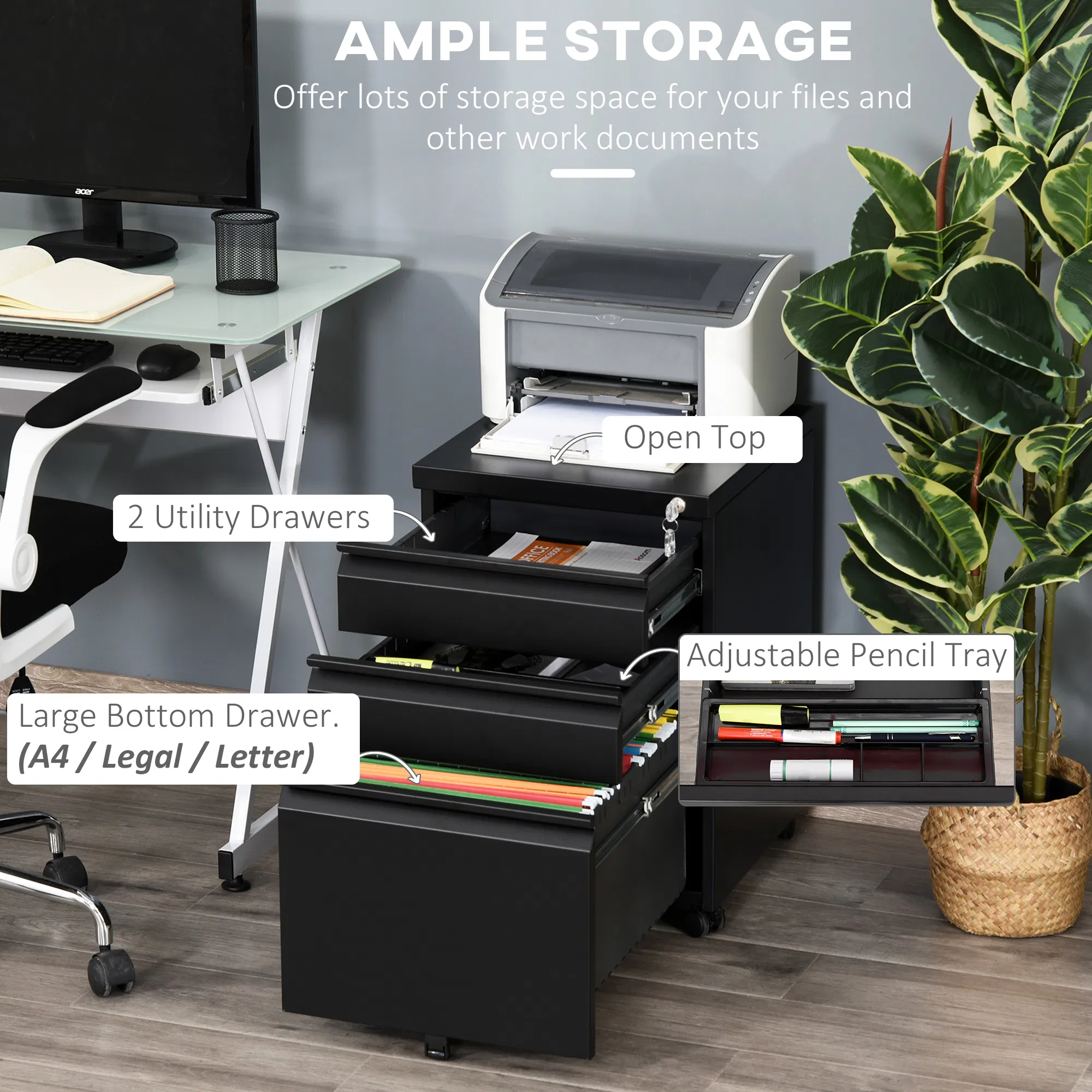 3 Drawer Filing Cabinet, picture 2 of 5