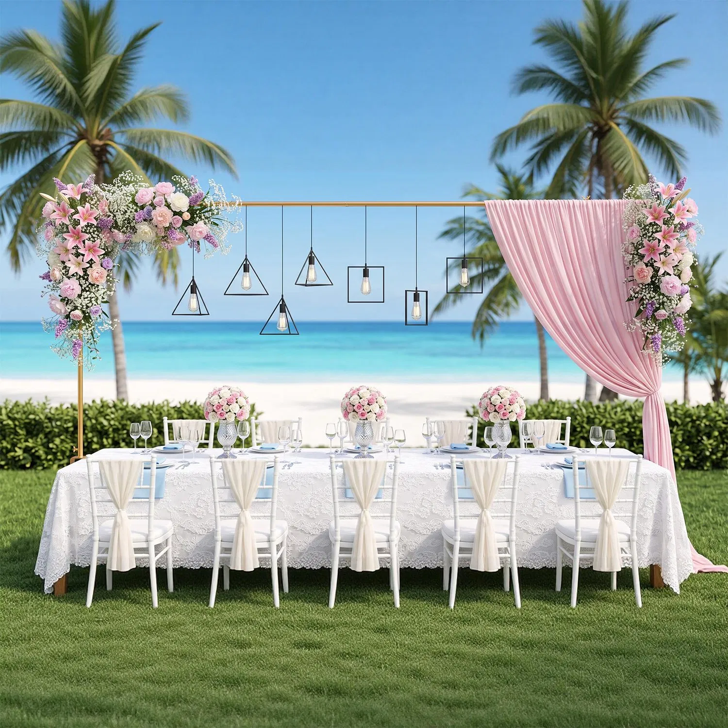 Adjustable Table Arch Decor Stand, Clamp-on Over-the-Table Metal Rod Frame, Detachable Reusable Tabletop Stand for Wedding Baby Shower Holiday Party Decor
