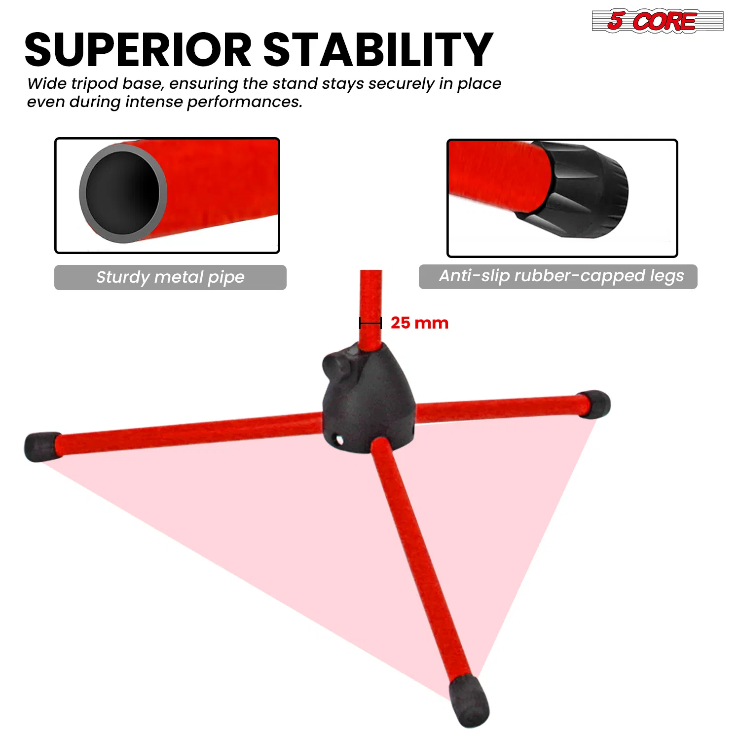 5 Core 2Pcs Mic Stand Floor Height Adjustable Tripod Microphone Stands w Extending Telescoping Boom Arm image 5