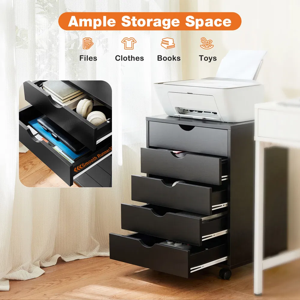 Storage Cabinet Dressers with Wheels Mobile Organizer Drawers for Office, Bedroom, Home image 7