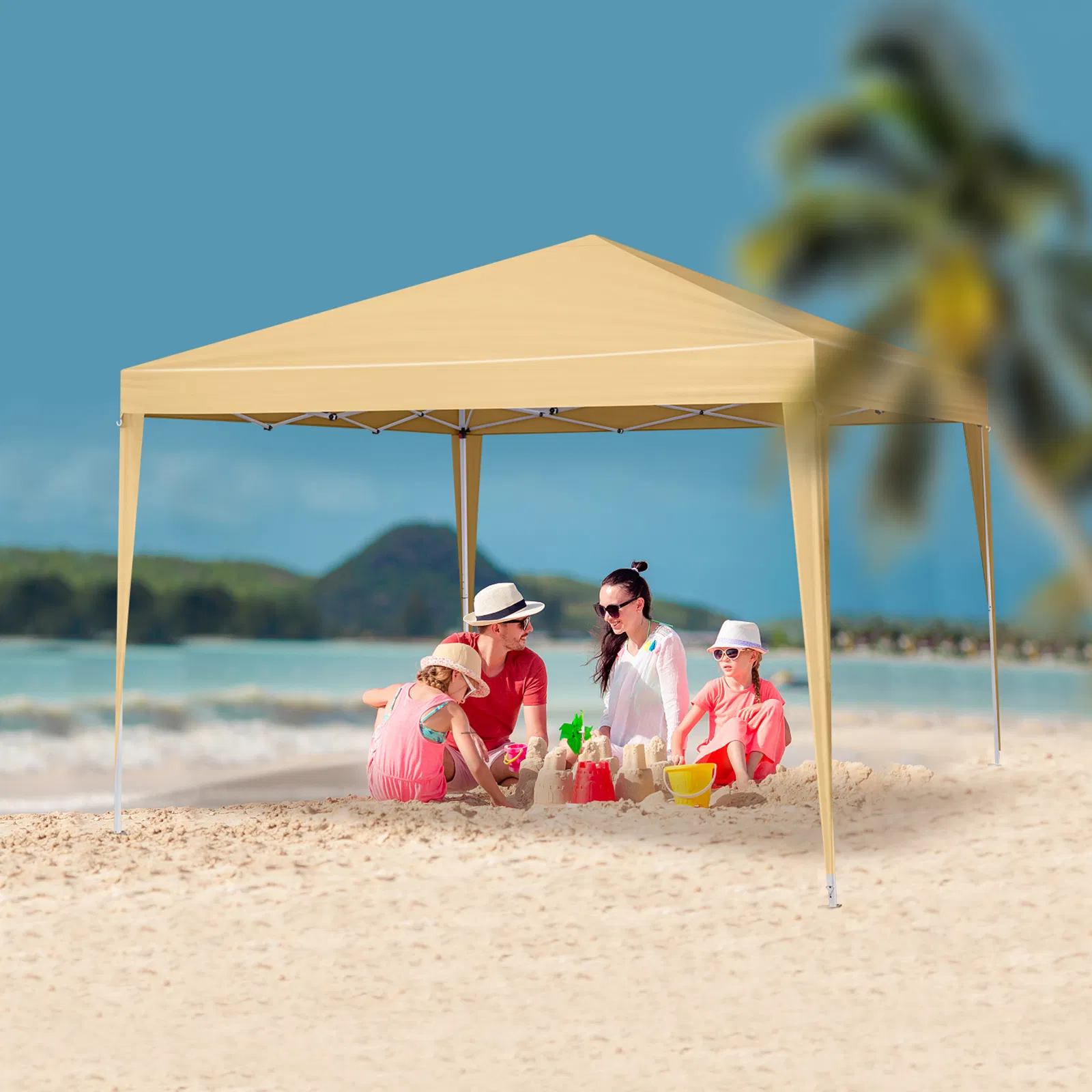 3 x 3m Two Doors & Two Windows Practical Waterproof Right-Angle Folding Tent Khaki image 9