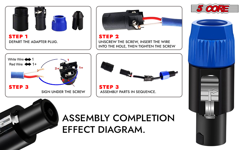 5Core Speakon Adapter High Quality Audio Jack Male Audio Pin Speaker Adapter Connector image 12
