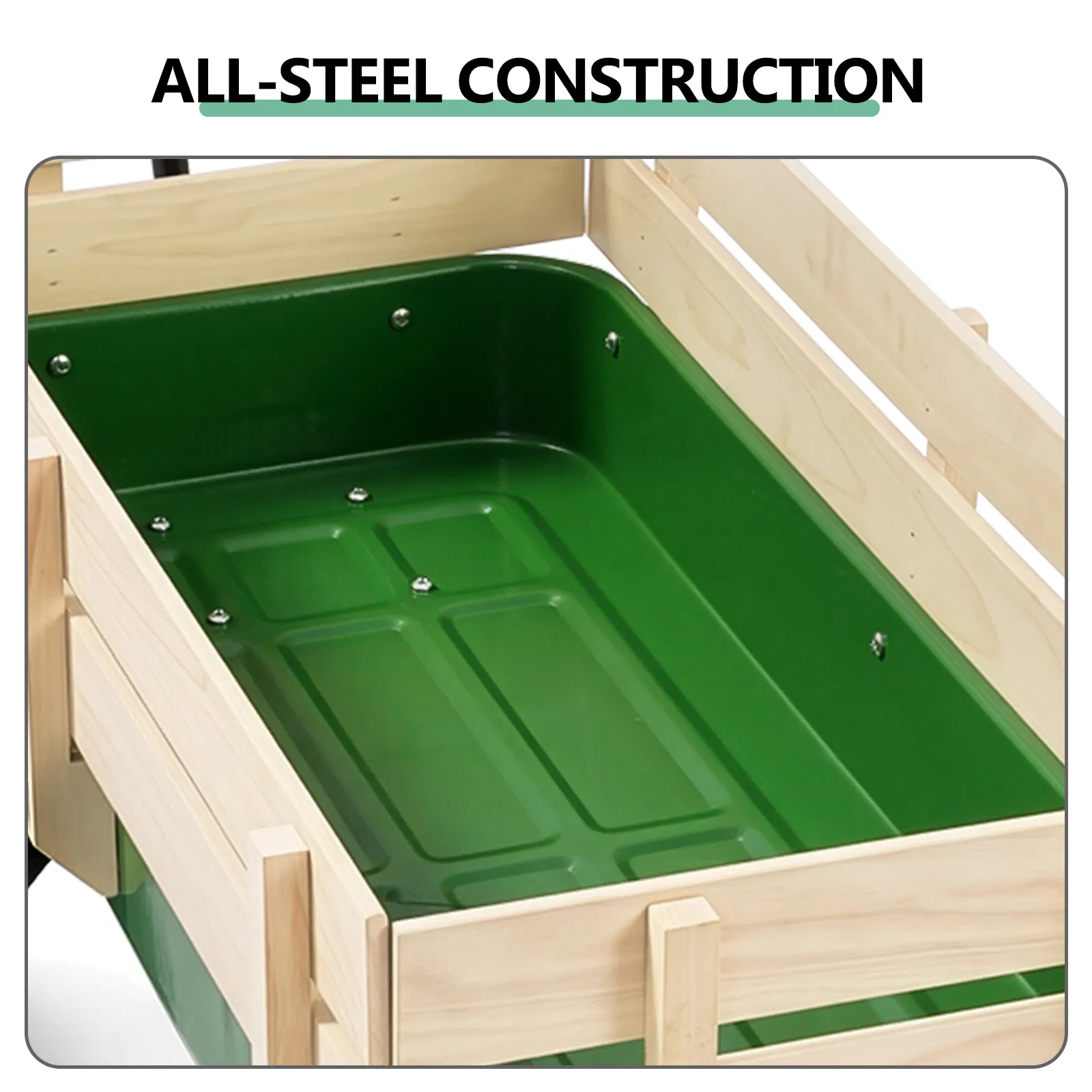 Heavy Duty Steel Wooden Side Support Cargo Wagon with 10" All-Terrain Air Tires, Up to 220lb Load… image 8