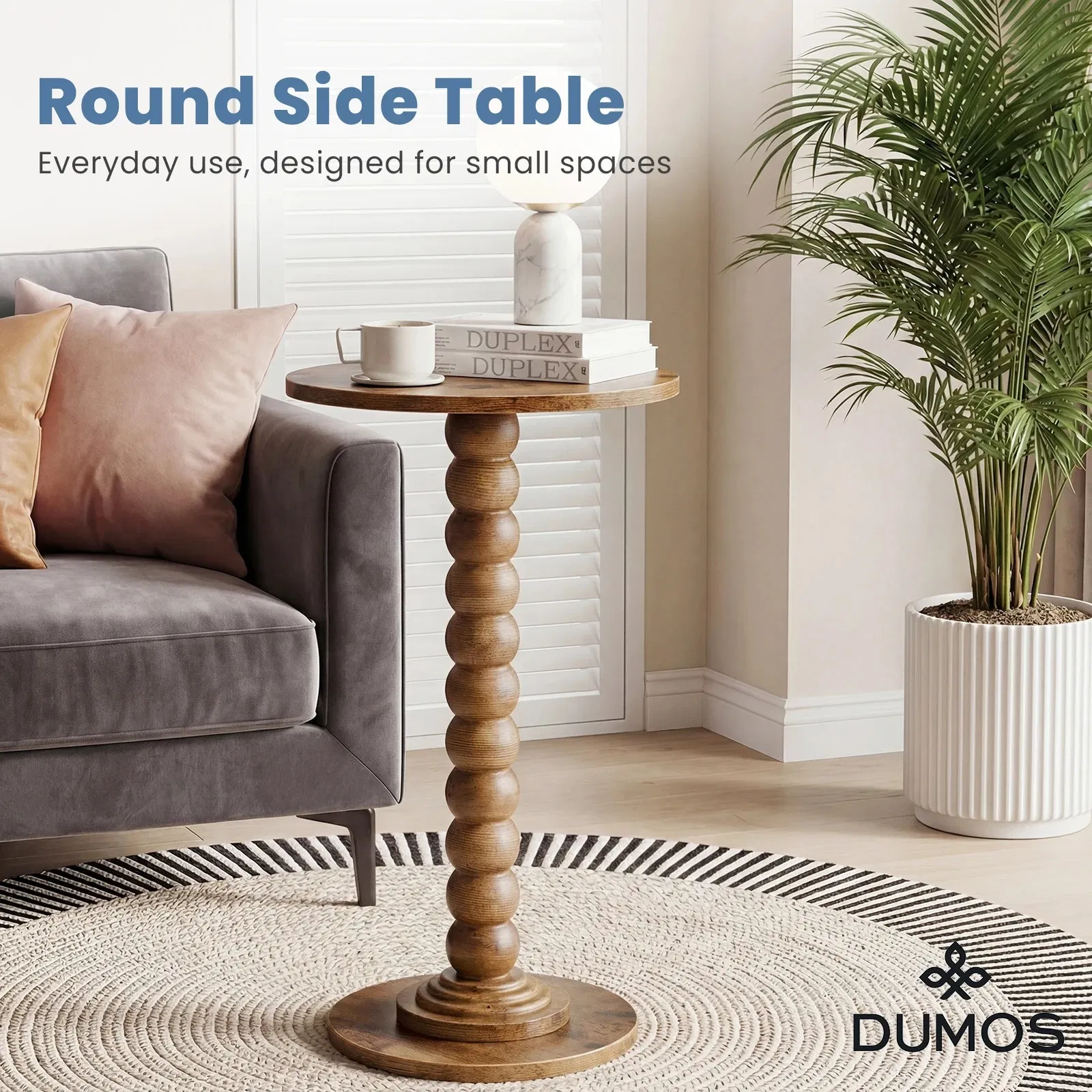 Round side table, equipped with solid wood legs, suitable for use as a multi-functional beverage table in living rooms, bedrooms and corners. image 6