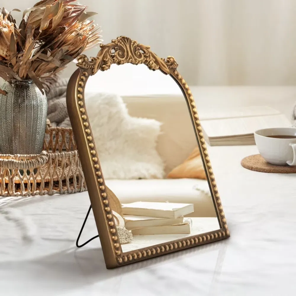 Gold Filigree Arch Tabletop Mirror