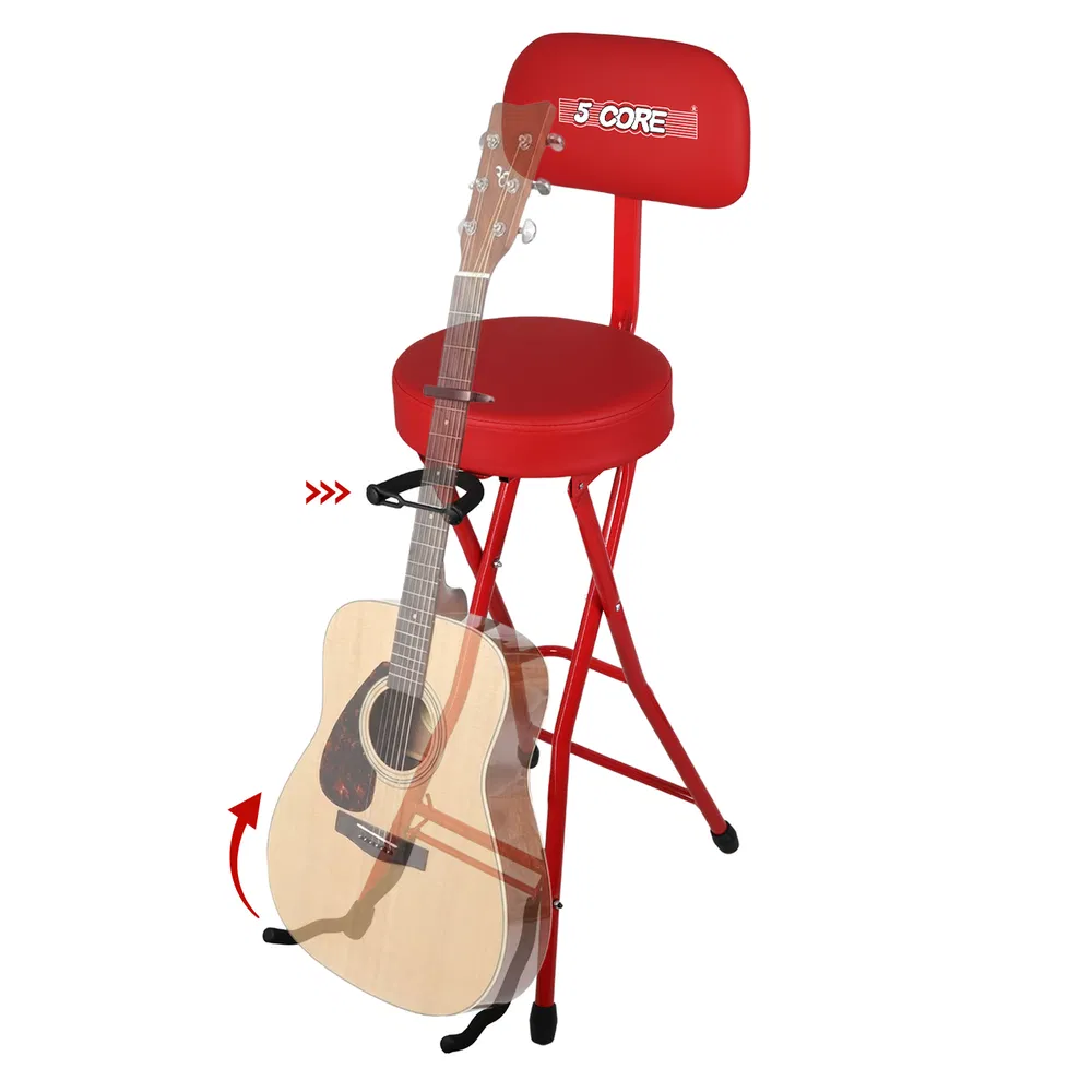 5Core Guitar Stool 3.15" Padded Chair w Backrest Foldable Music Seat Built in Foot Rest Guitar Stand image 17