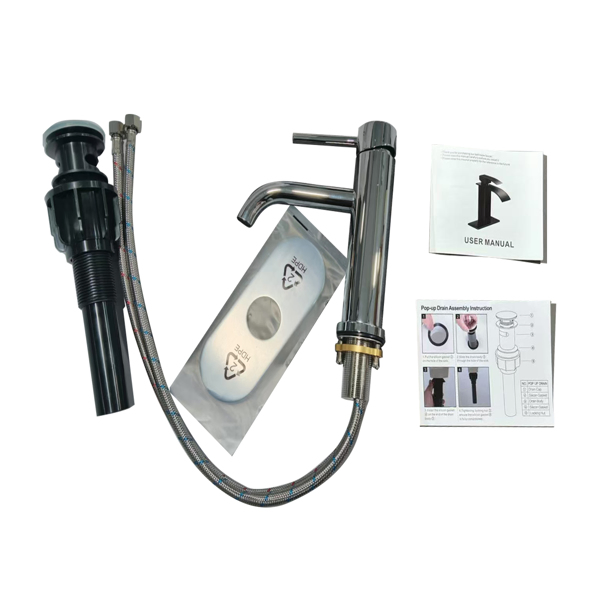Single Handle Bathroom Faucet Lavatory Faucet Stainless Steel Single Hole-T10, Chrome[Unable to ship on weekends,usps/fedex]-9