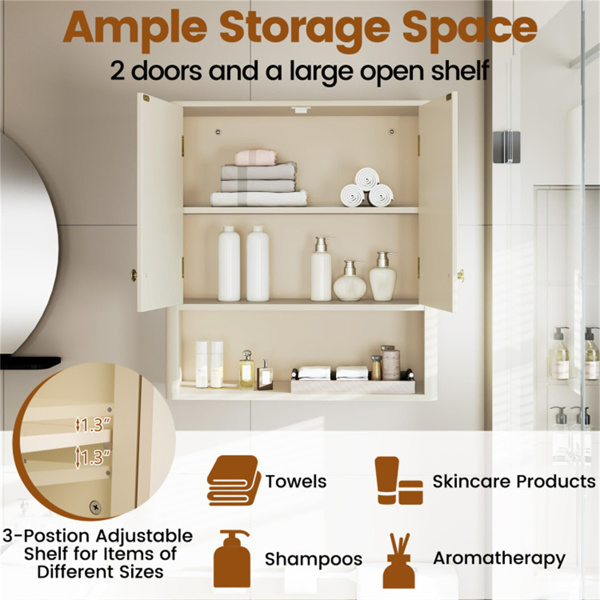 Beige Fluted Wall Cabinet (21.5
