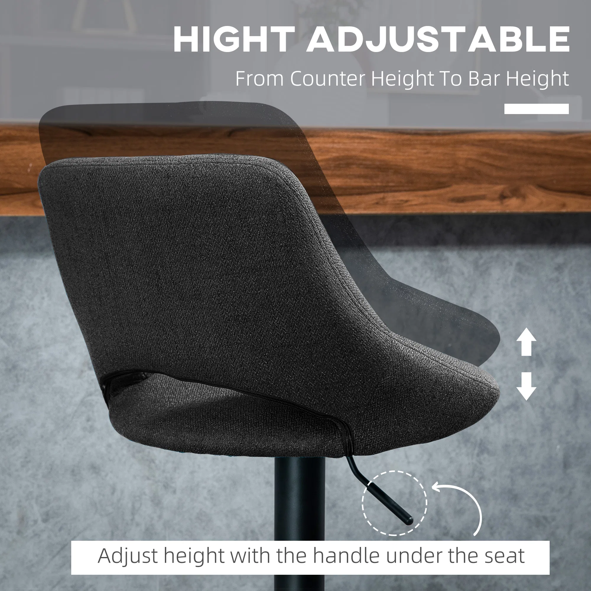 Linen Upholstered Swivel Bar Stools, picture 2 of 5