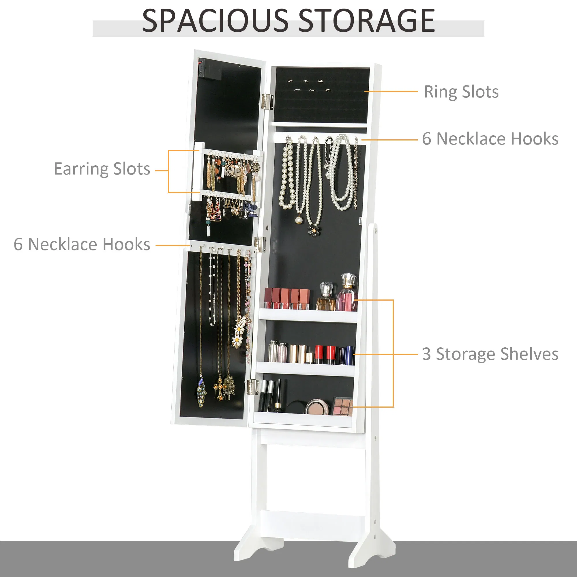 Mirrored Jewelry Cabinet Armoire, picture 3 of 4