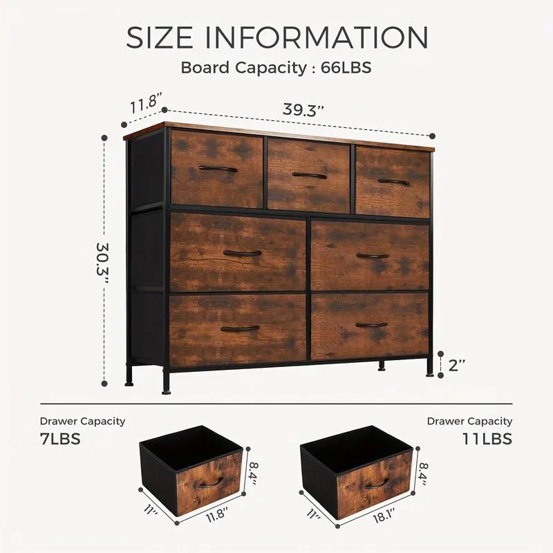 Desser For Bedroom With 7 Fabric Drawers Organizer Storage Closet Chest Clothes For Living Room Display Cabinet Of Furniture image 8