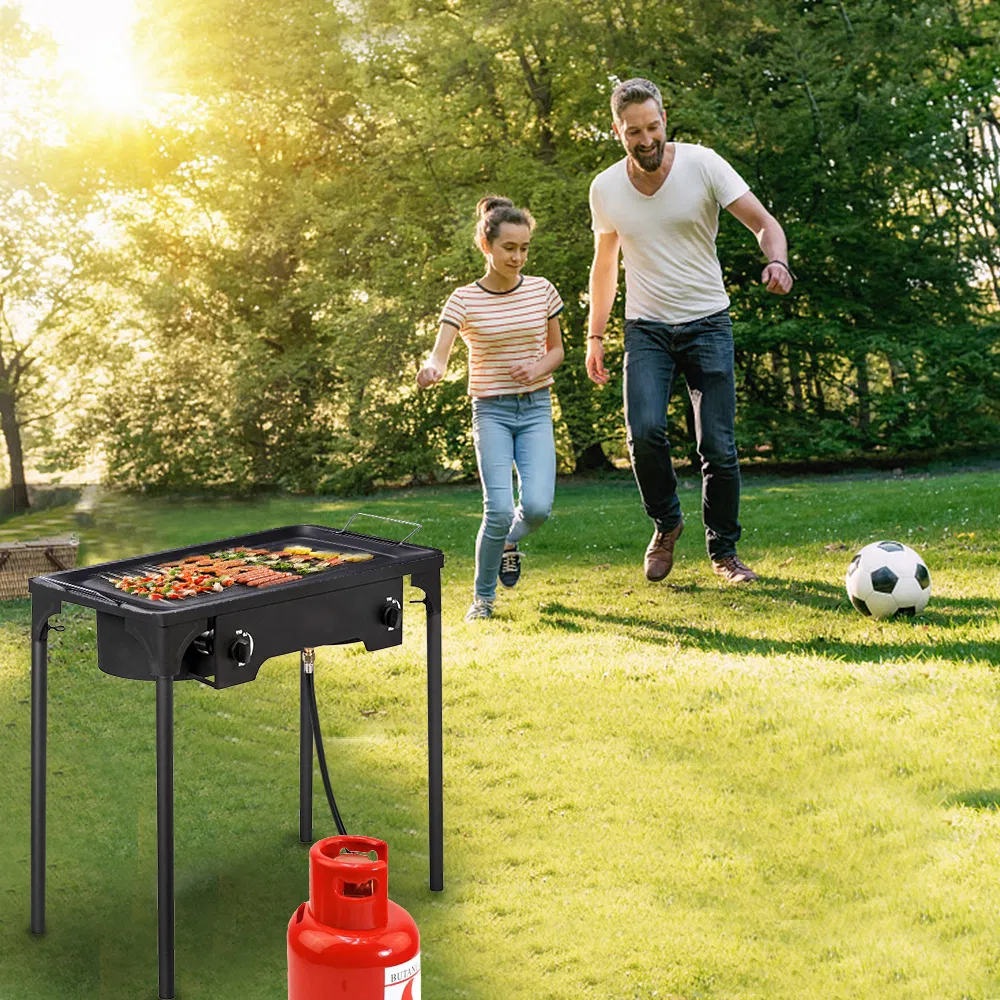 Outdoor Camp Stove High Pressure Propane Gas Cooker Portable Cast Iron Patio Cooking Burner (Double Burner 150000-BTU) image 14