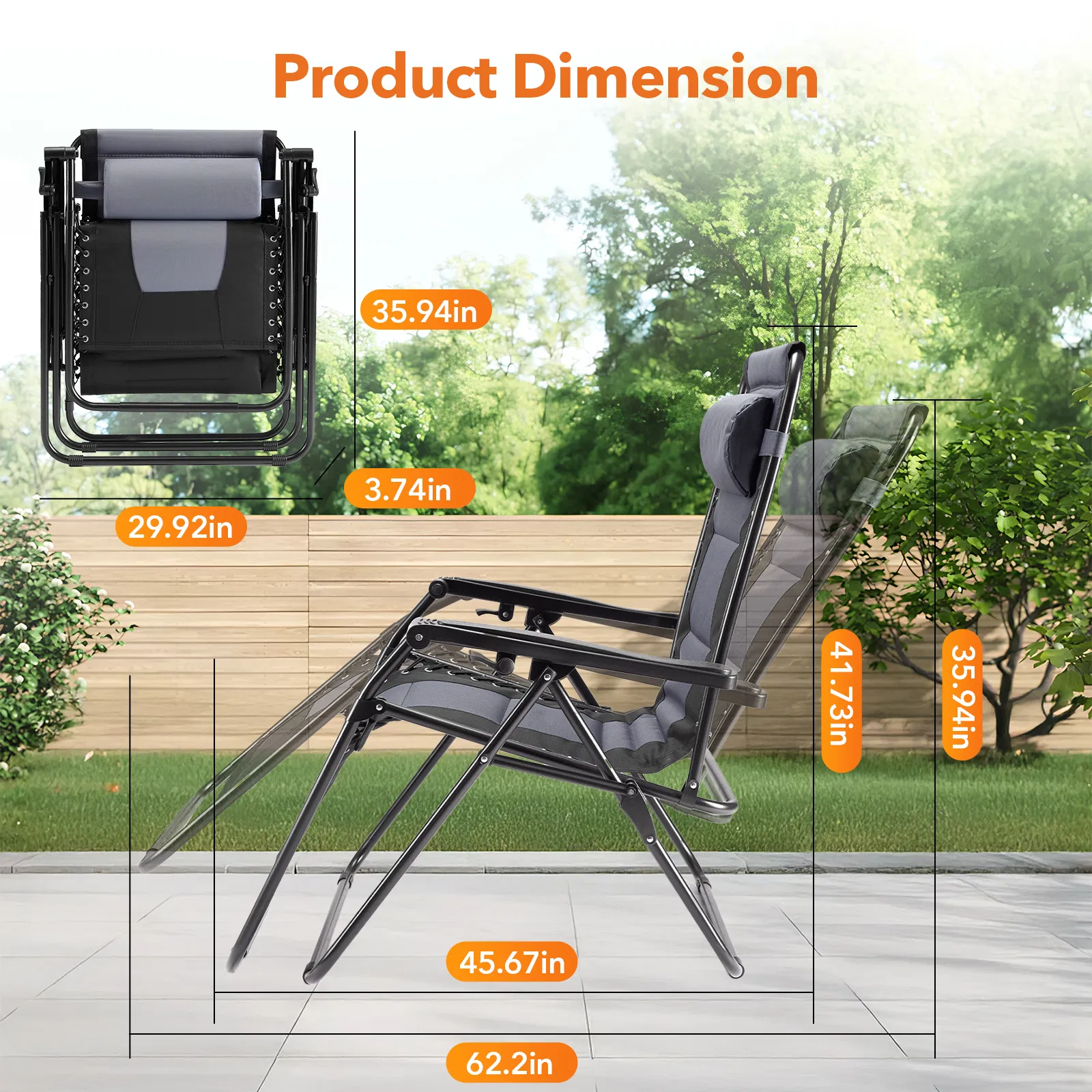Sleeve-encased zero-gravity chair, heavy-duty outdoor recliner, foldable anti-gravity outdoor leisure chair image 3