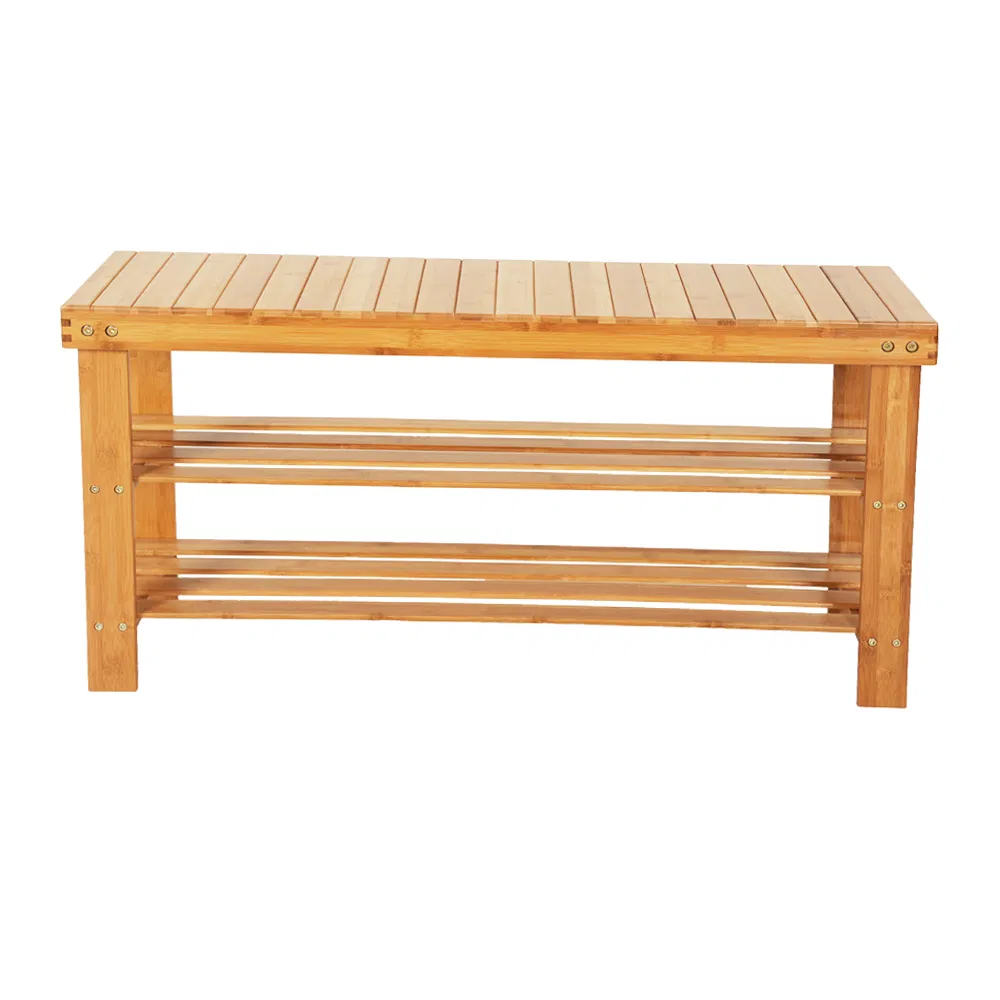 Bamboo 3-Tier Shoe Rack Stool