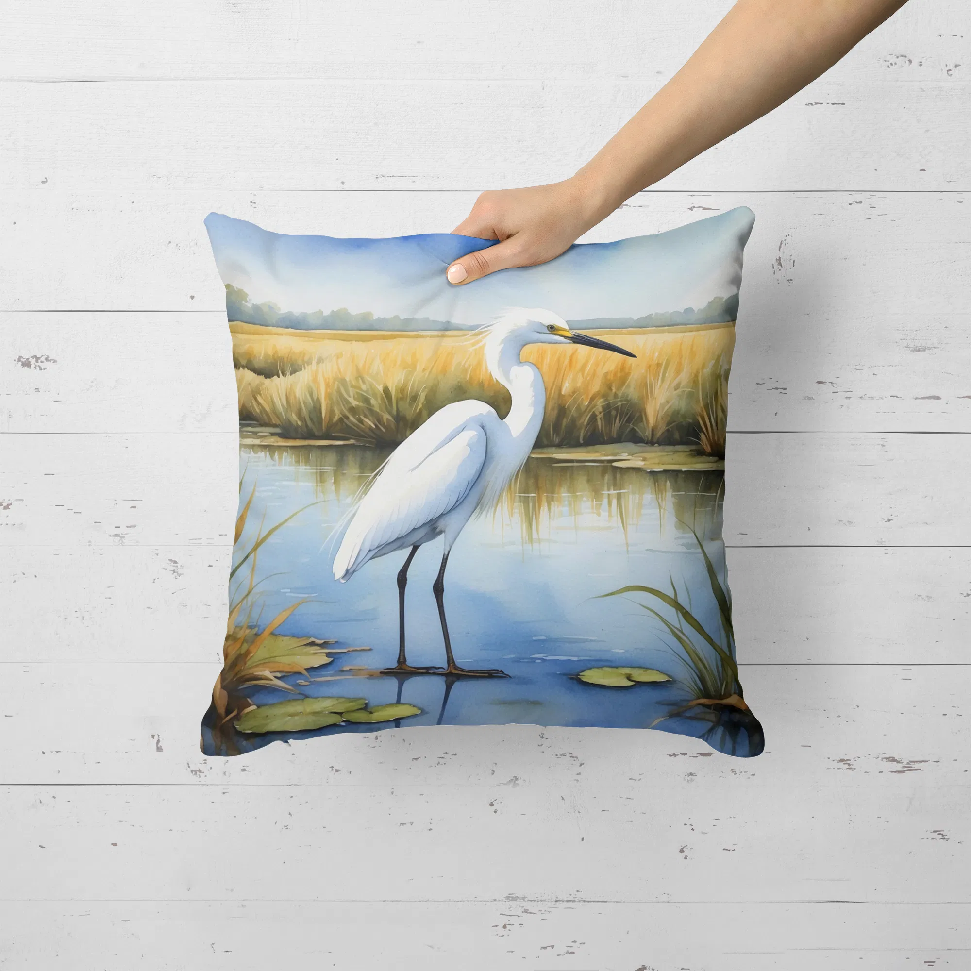 Snowy Egret Throw Pillow, picture 2 of 5