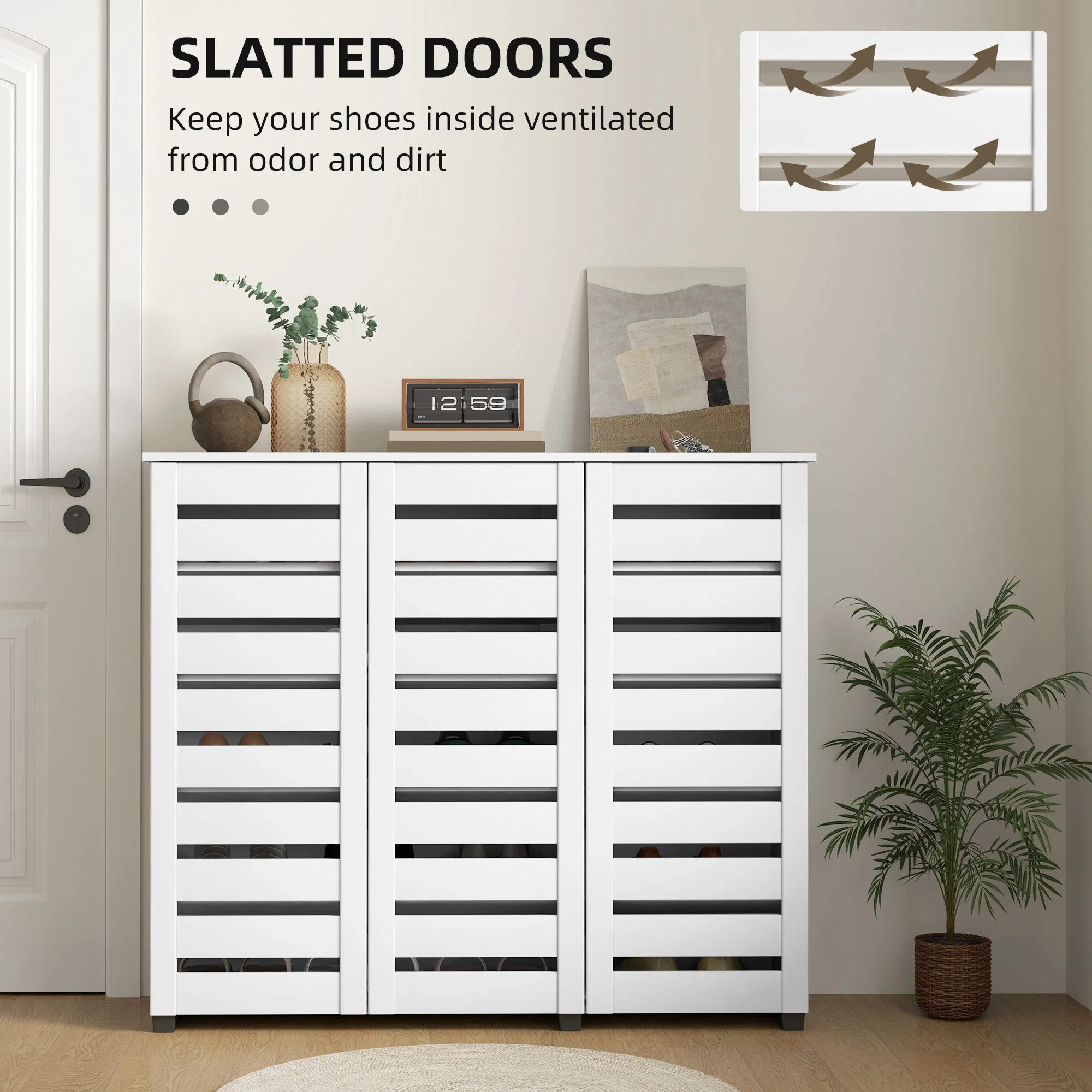 Shoe Cabinet with Slatted Doors, picture 4 of 5