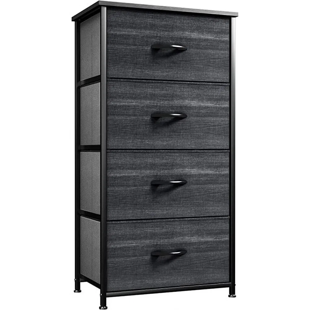 4-Drawer Dresser, Organizer Unit for Adult for Bedroom, Living Room, Charcoal Black
