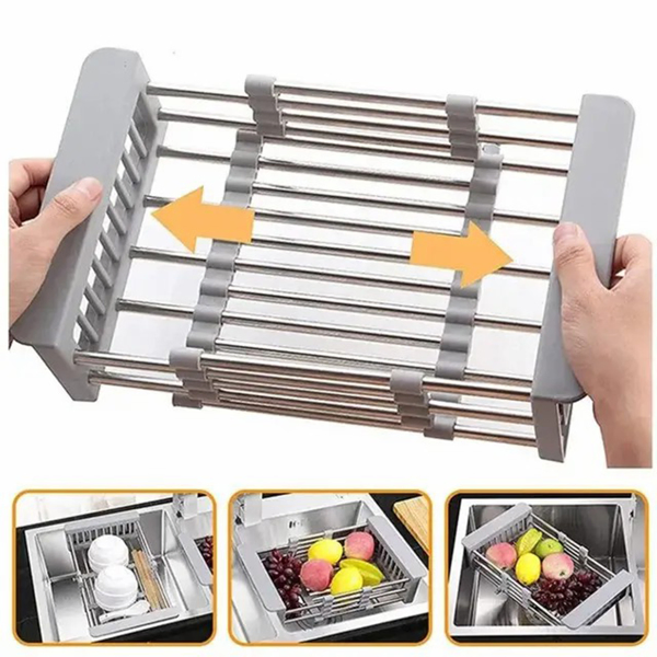 Adjustable Immersion Sink Dish Drying Rack With Stainless Steel Drain Basket - Portable And Retractable Space-Saving Fruit And Vegetable Solution(UPS/UPS logistics delivery supports self-pickup)-24