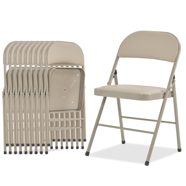 6pcs Elegant Foldable Iron & PVC Chairs for Convention & Exhibition  Light Brown-63