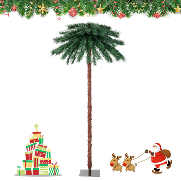 6ft Pre-Lit Christmas Palm Tree - 210 4-Color LEDs (Red/Green/Yellow/Blue), 64 PVC Branch Tips-12