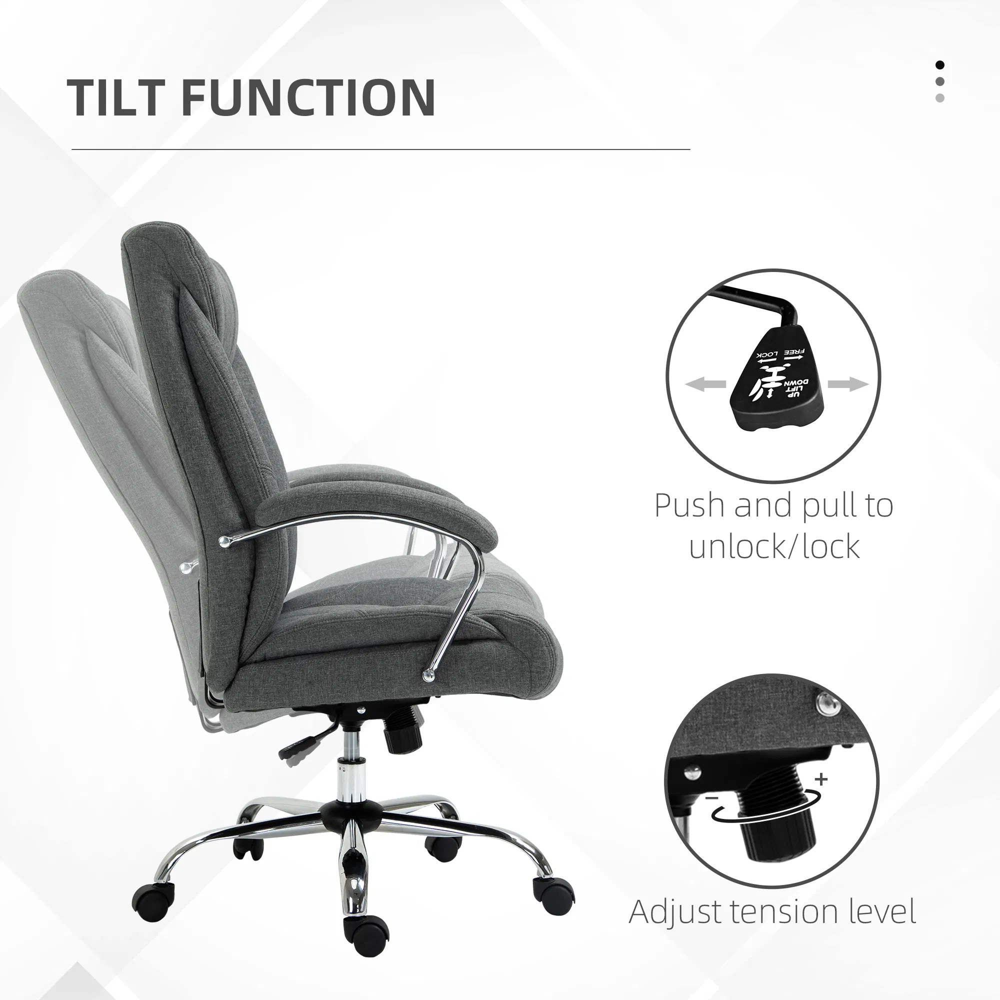 High Back Swivel Home Office Chair Task Ergonomic Linen Fabric — photo 7