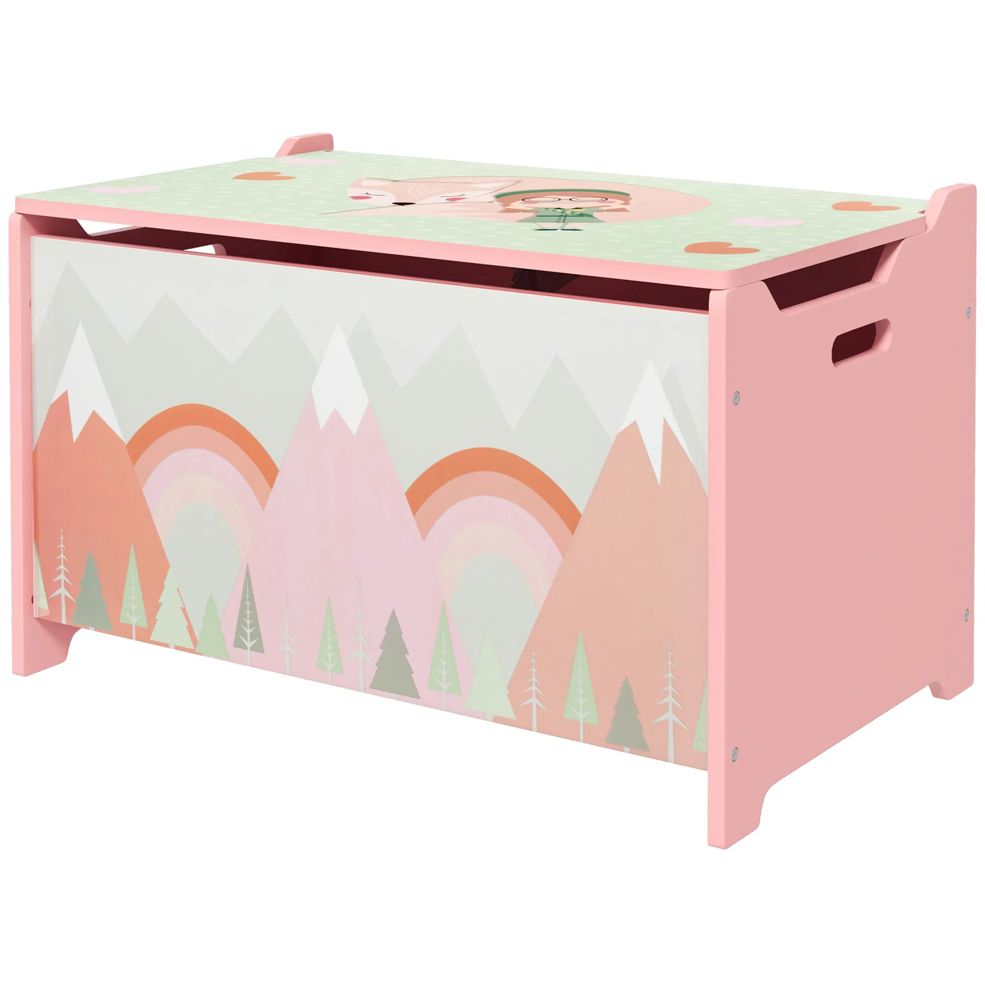 Toy Box with Lid, Toy Chest Storage Organizer for Bedroom with Safety Hinge, Pink