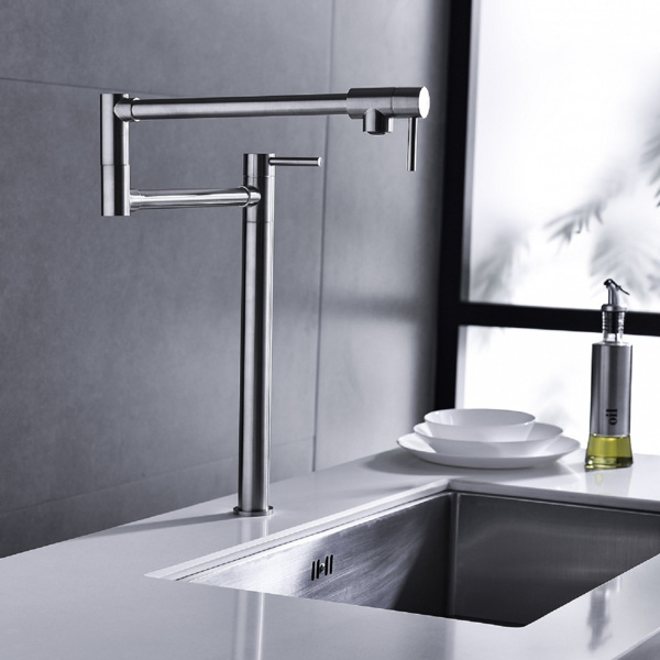  带加长柄的锅形填料水龙头Pot Filler Faucet Brushed Nickel Finish with Extension Shank-10