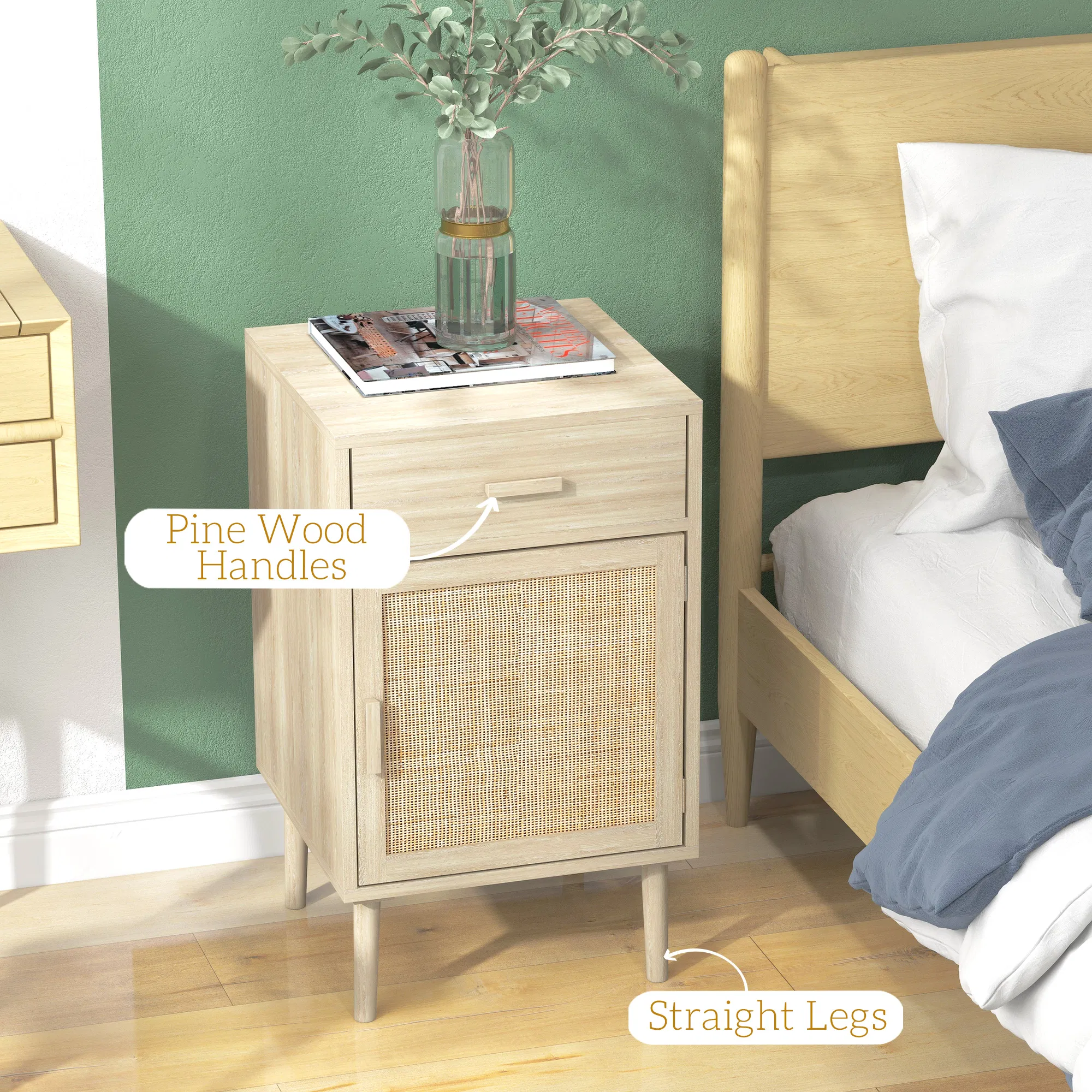 Rattan Nightstand Set of 2, picture 3 of 5