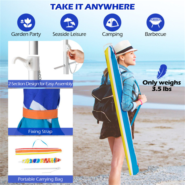 6.5 Feet Beach Umbrella - Multicolor-14