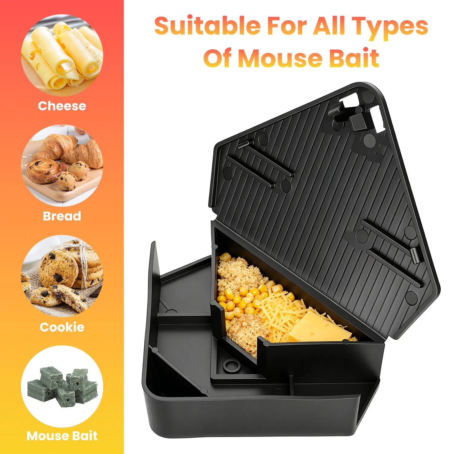 Triangular Mouse Bait Holder Stations, 6 -12Pack Lockable Reusable Bait Boxes with Keys, Durable PP… image 2