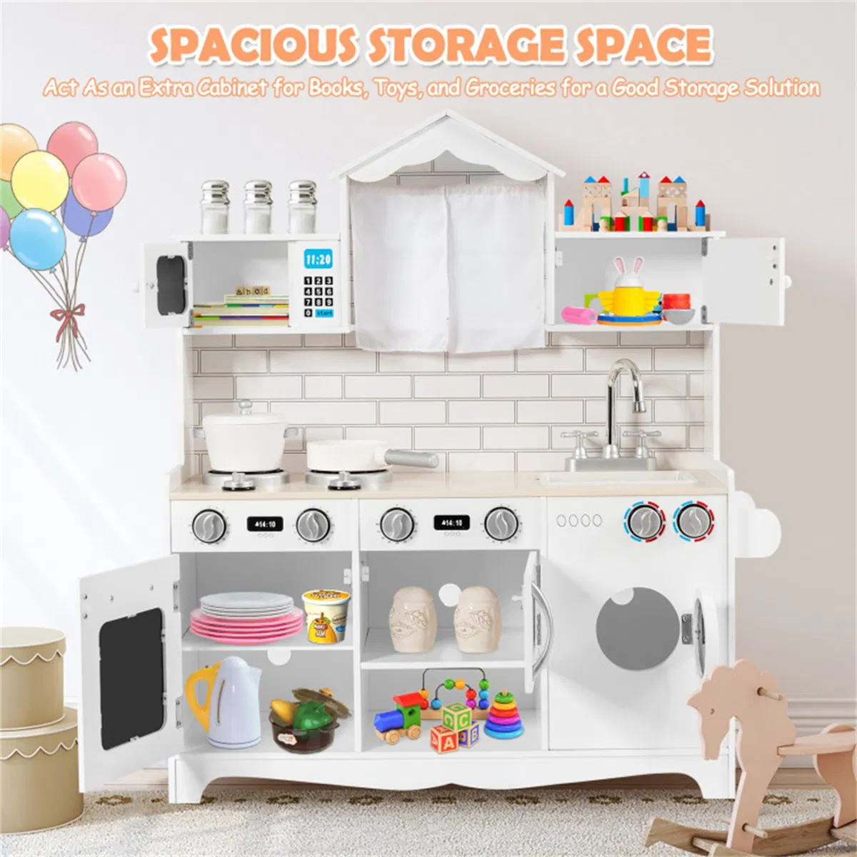Kitchen Toy Wooden Kids Kitchen with Washing Machine β photo 7