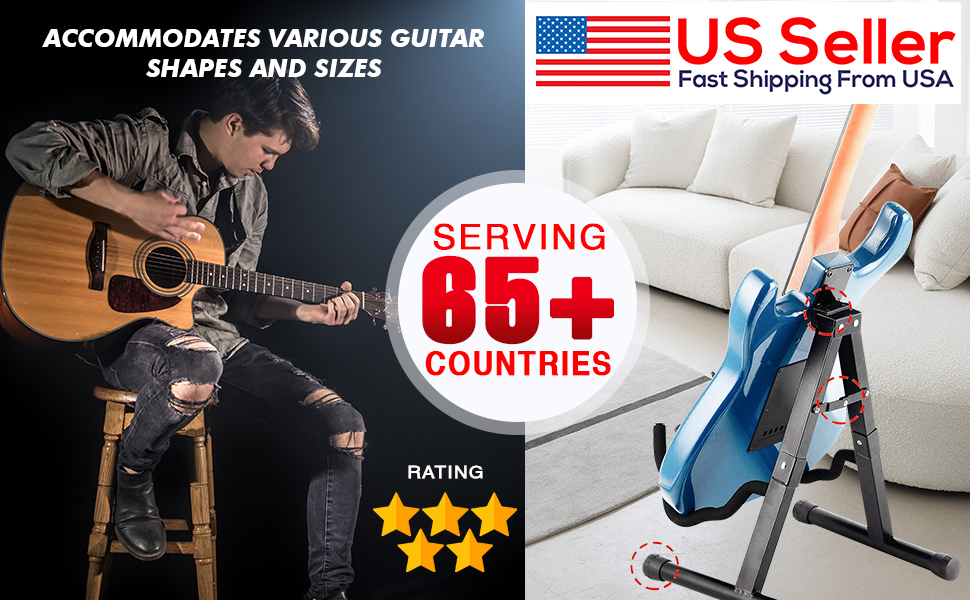 5 Core Guitar Stand 2PC A Frame w Soft Foam Arm Non Slip Rubber for Acoustic Electric Bass image 12