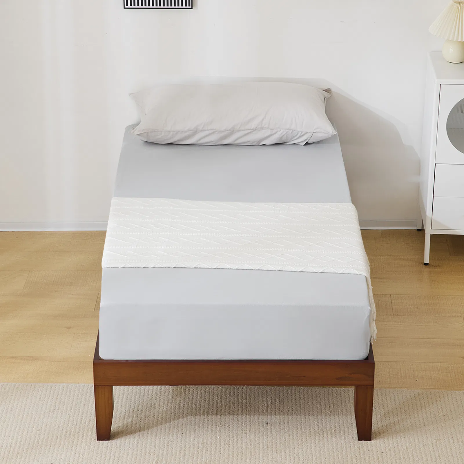 Twin Basic Bed Frame Pine Wood Painted Surface Bed Single Bed 74.41*37.99*12in Coffee image 4